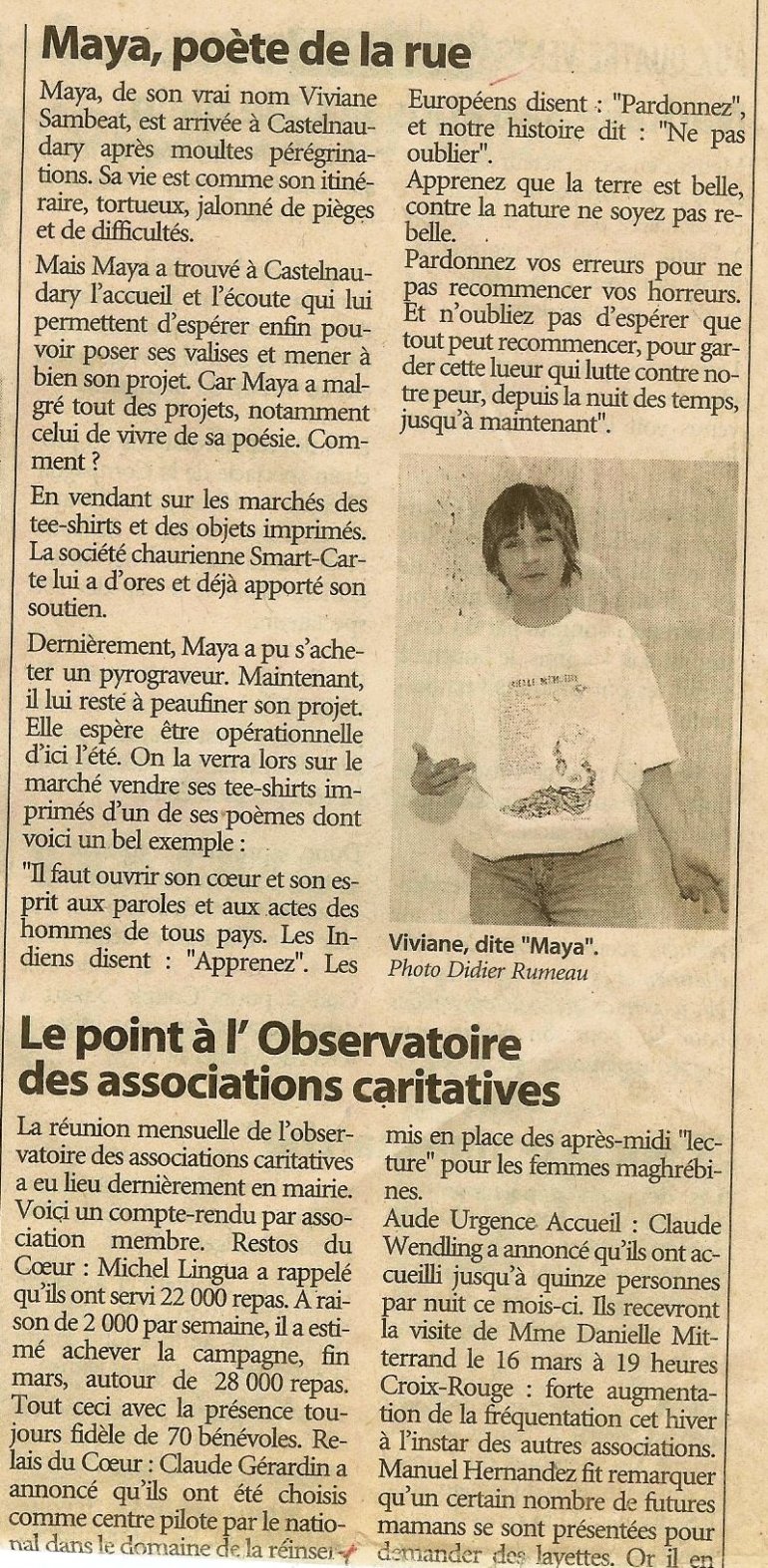 VIVIANE SAMBÉAT MAYA POÈTE DE LA RUE